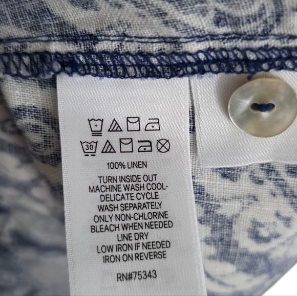 Sigrid Olsen 100% Linen Navy and White Belted Shirt Dress Sz M - Picture 3 of 8